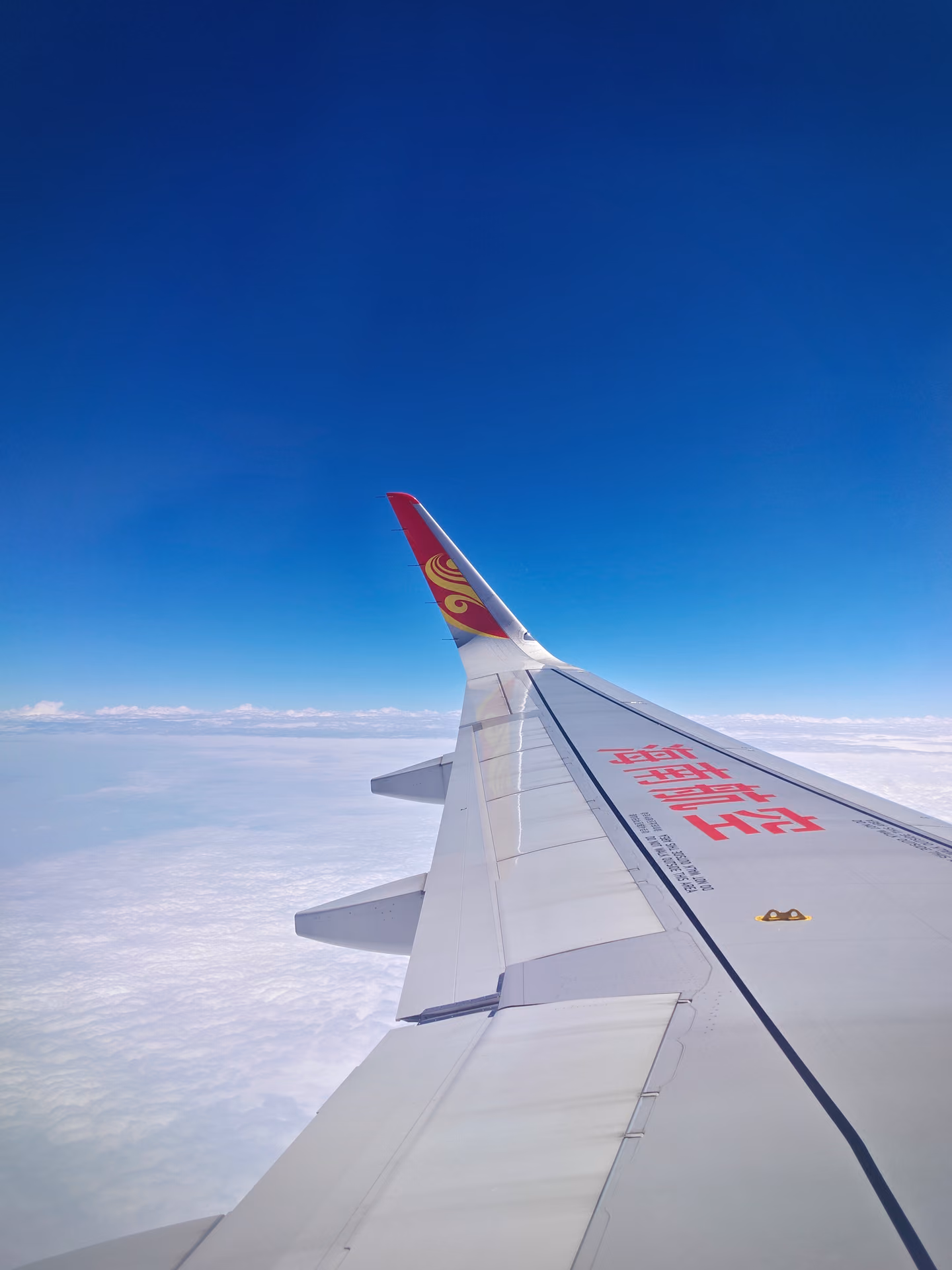 万米高空机翼下的云海与蓝天